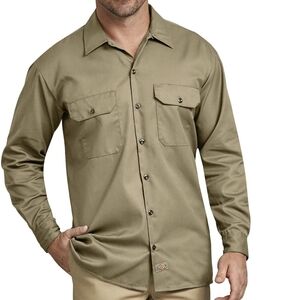 Dickies Men's Olive Casual Button-Down Shirt